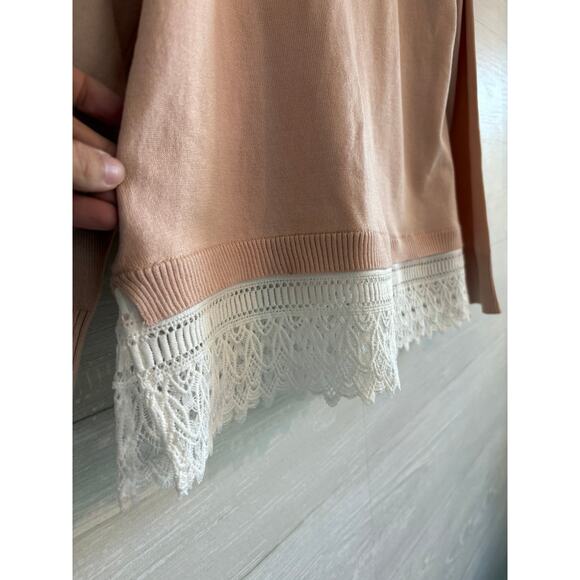 Adrianna Papell Pastel Lace Collar Shirt Sweater NWT - Picture 2 of 5